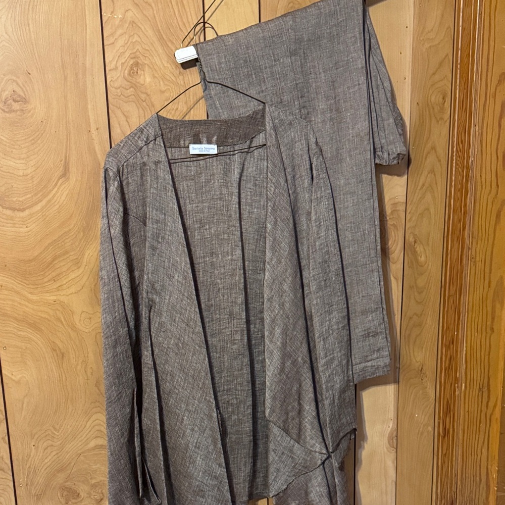 Brown Women's Open-Front Cardigan and pant